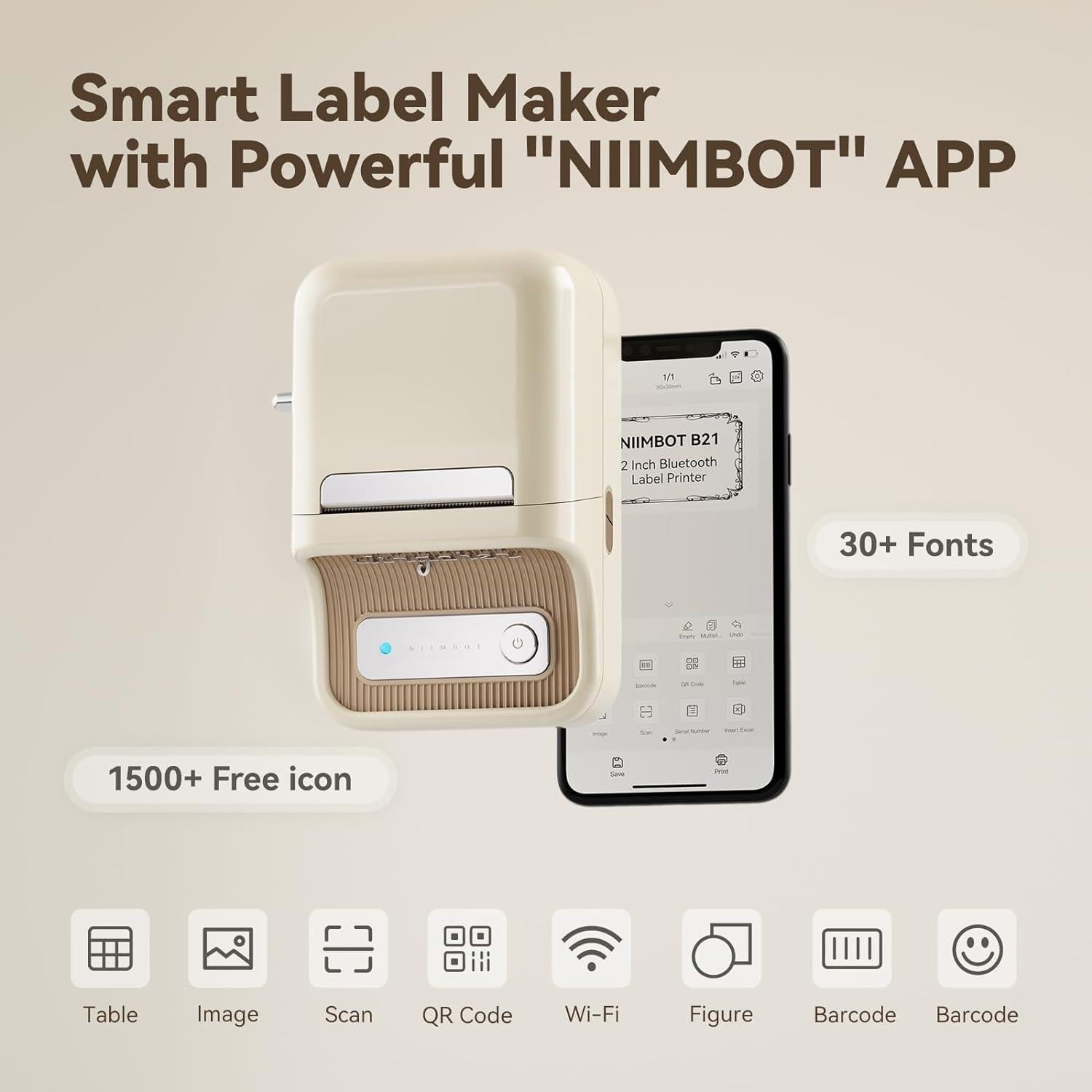 Niimbot B21S Krem Termal Etiket Yazıcı