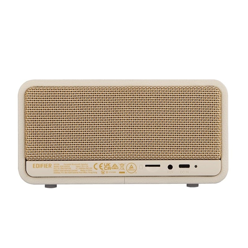 Edifier MP230 20W RMS Bluetooth 5.0 Retro Tasarımlı Taşınabilir Kablosuz Hoparlör – Ahşap Kabin, AUX/USB-C/TF Kart - Beyaz