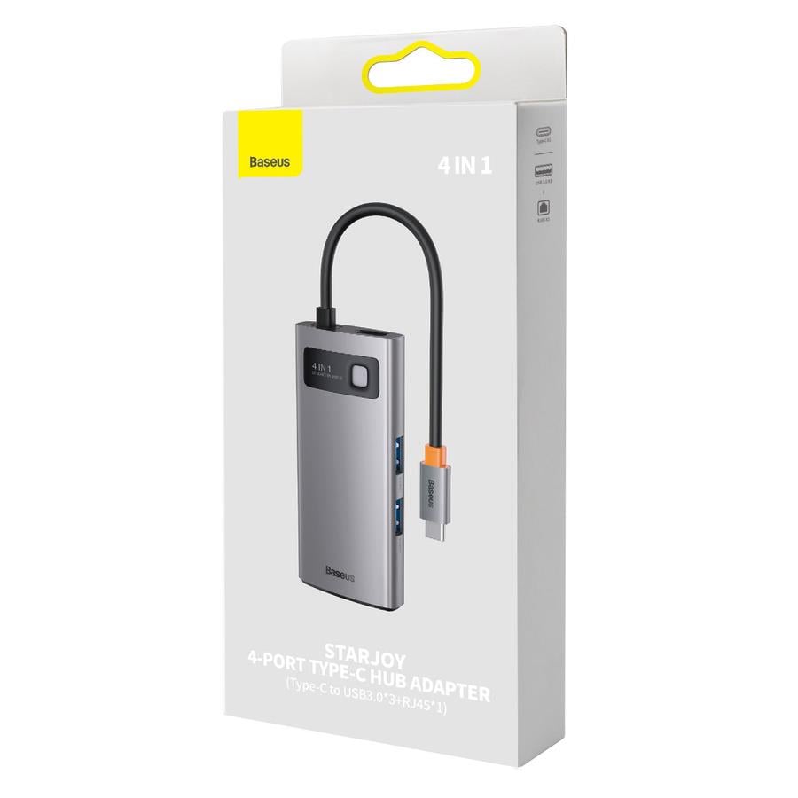 Baseus Metal Gleam 4-in-1 Type-C Dock Station 3 X USB 3.2 GEN. 1 / RJ45 (WKWG070113)