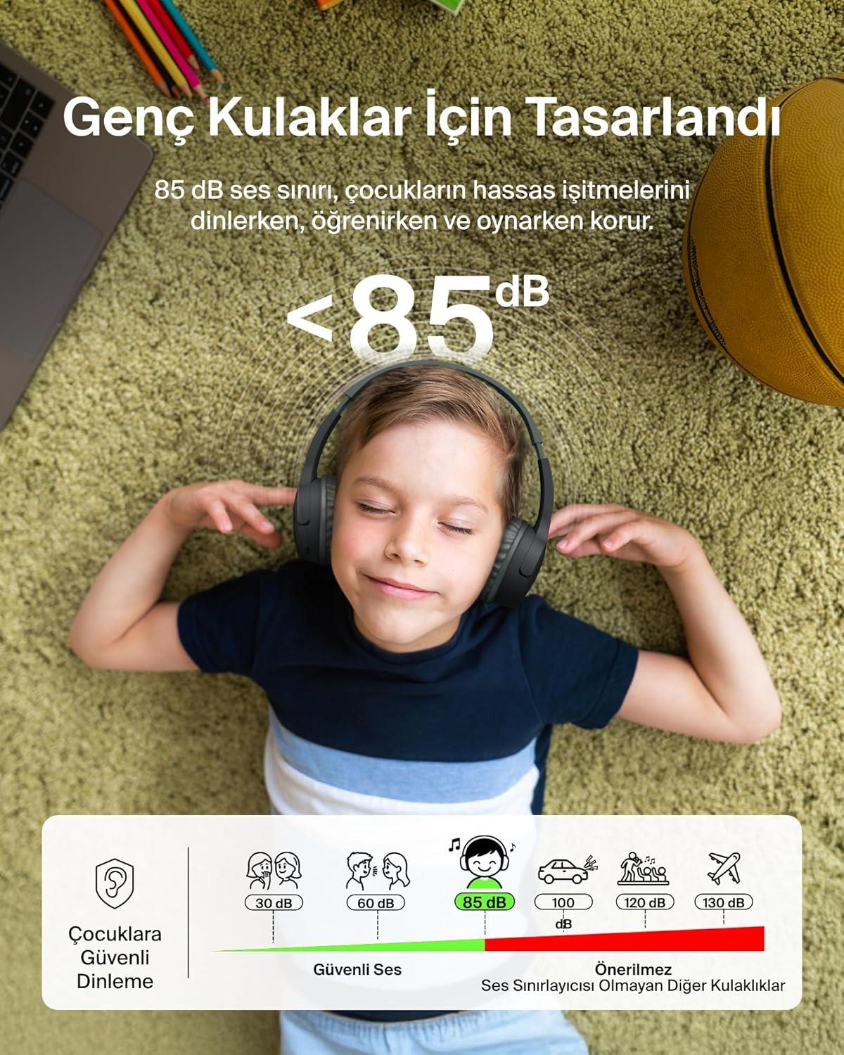 Belkin SoundForm mini Kablosuz Çocuk Kulaklığı, Siyah