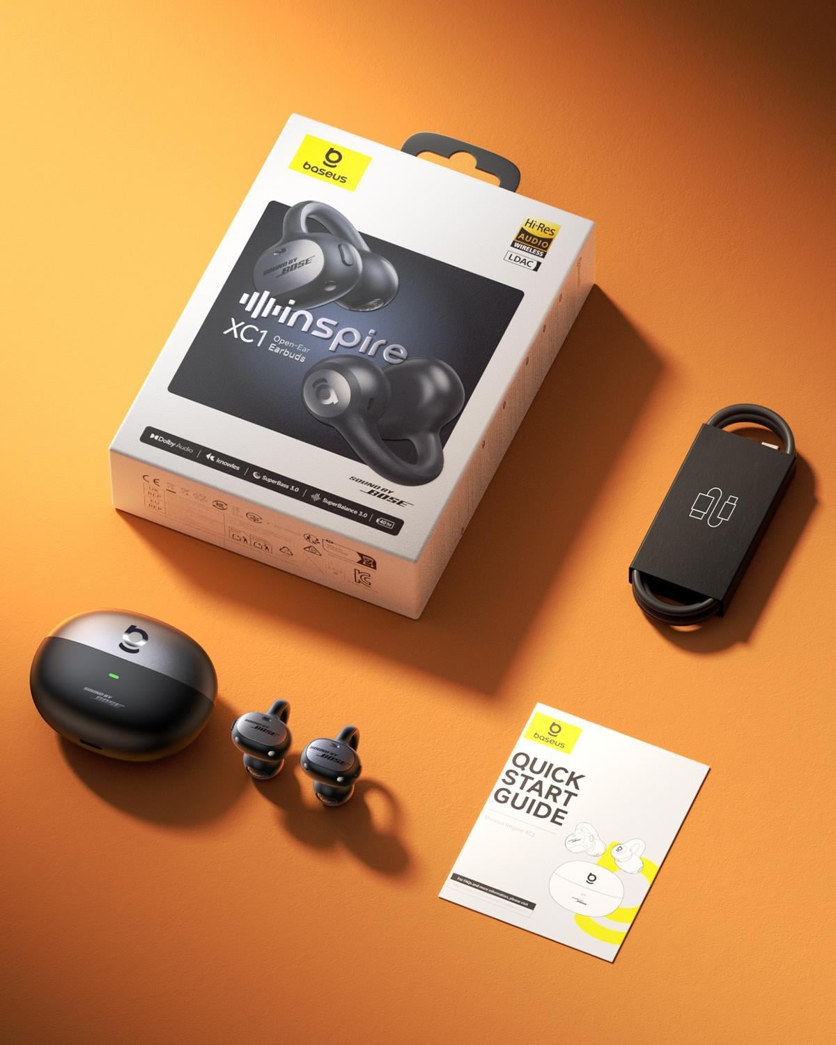 Baseus Inspire XC1 Açık Kulak İçi Klipsli Bluetooth Kulaklıklar, Bose Ses Teknolojisi, Dolby Audio, IP66 Su Geçirmez, 40 Saat Çalma Süresi - Beyaz