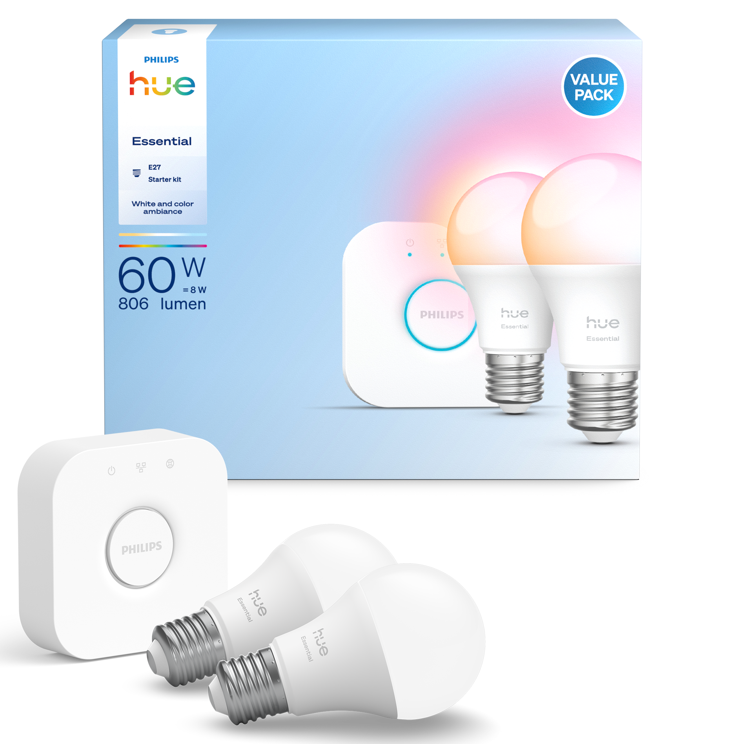 Philips Hue Essential 2'li E27 Ampul Başlangıç Seti 806 Lumen