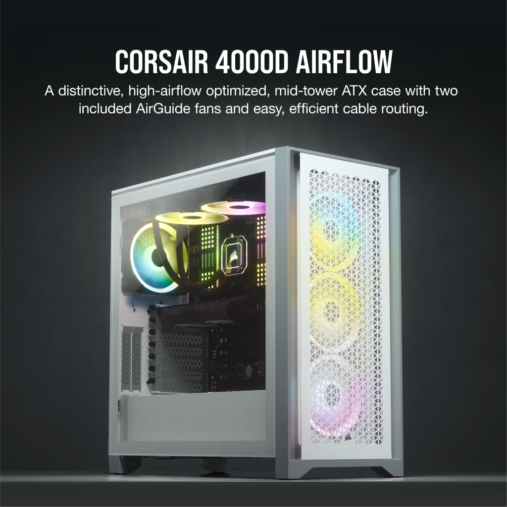 Corsair BKC-1201 4000D Airflow Tempered Glass Mid-Tower Bilgisayar Kasa Beyaz CC-9011201-WW 
