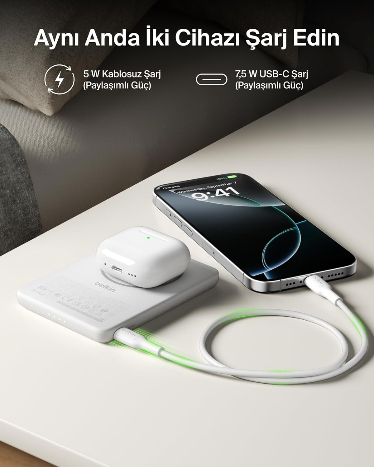 Belkin BoostCharge Slim MagSafe Qi 7.5W 5000 mAh Powerbank