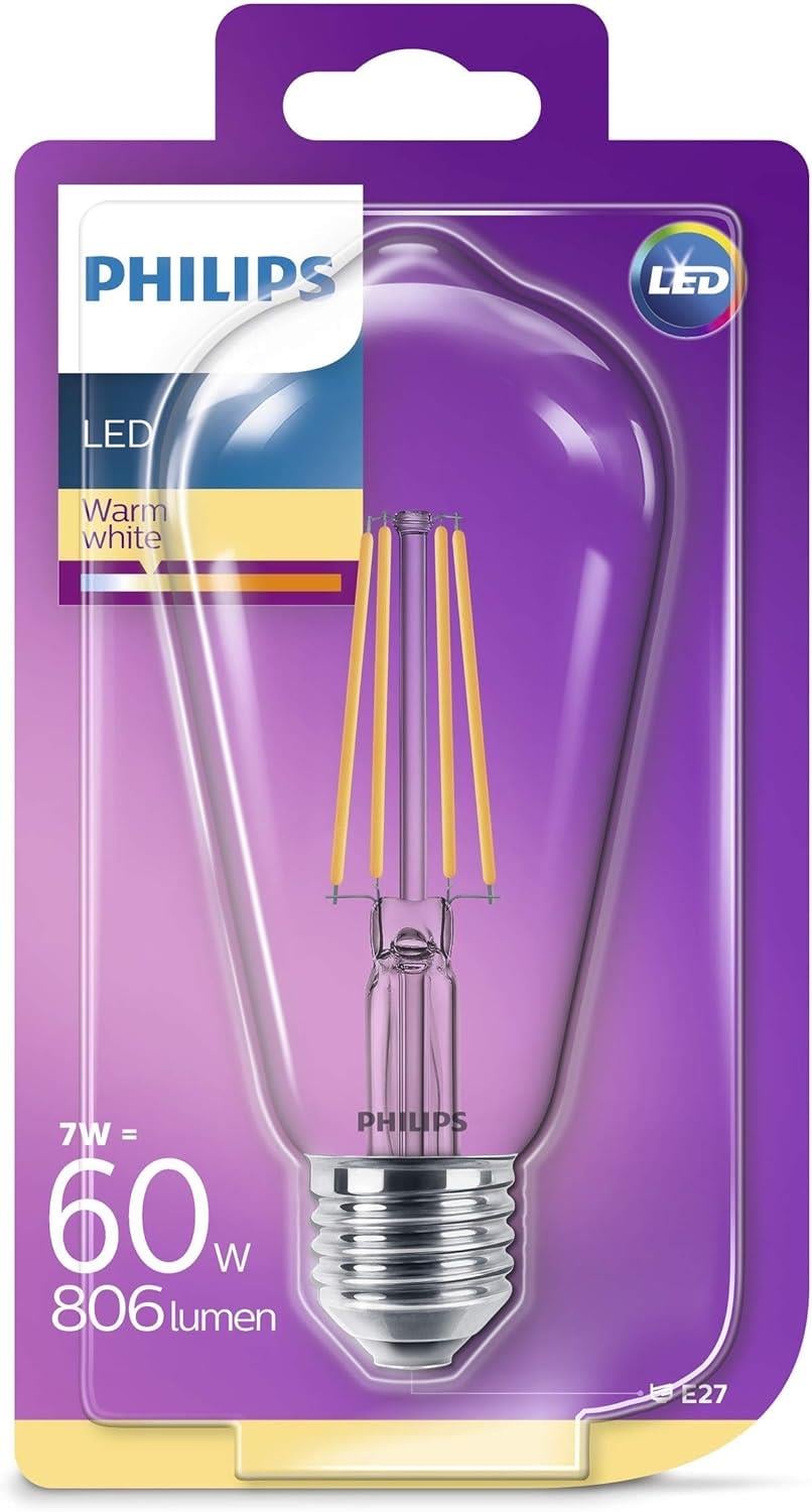 Philips LED Classic 60W ST64 Filament Ampul, 2700 Sarı Işık E27