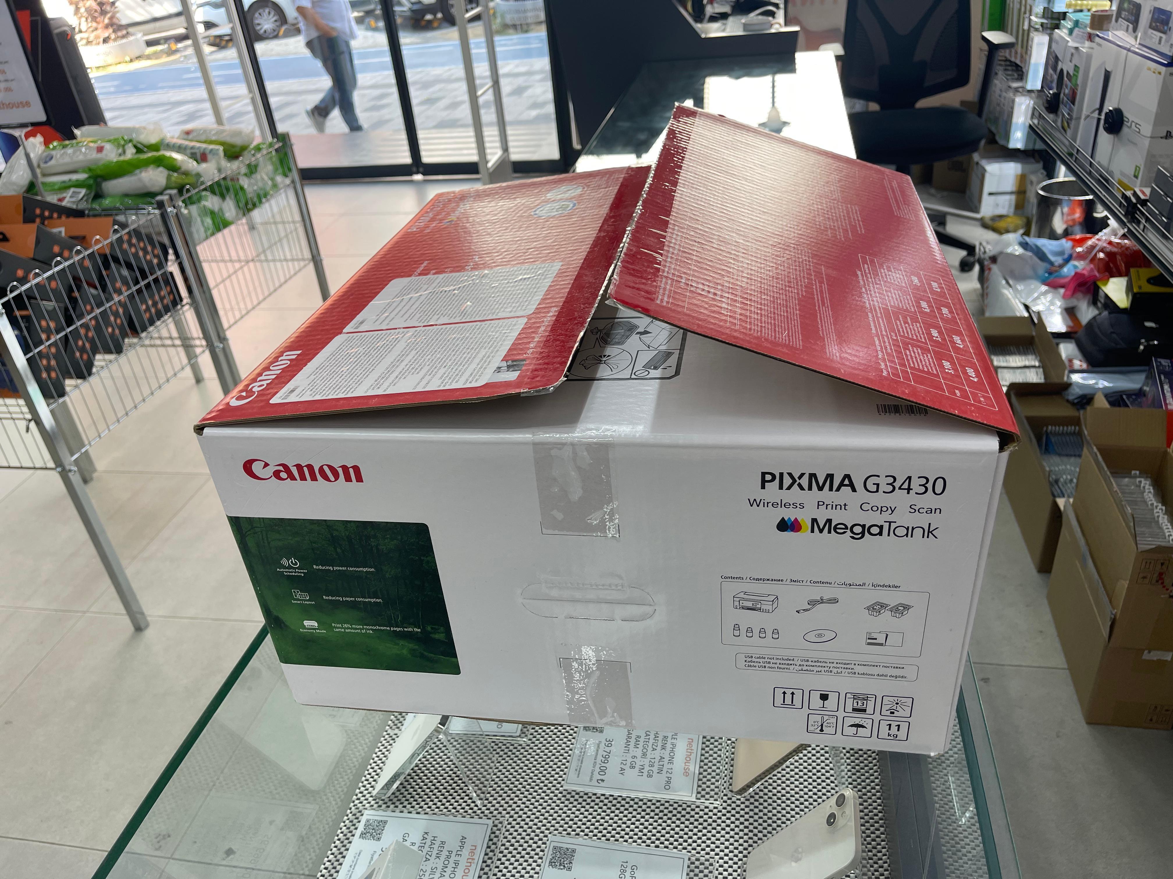 OUTLET Canon G3430 Wi-Fi + Tarayıcı + Fotokopi Renkli Çok Fonksiyonlu Tanklı Yazıcı