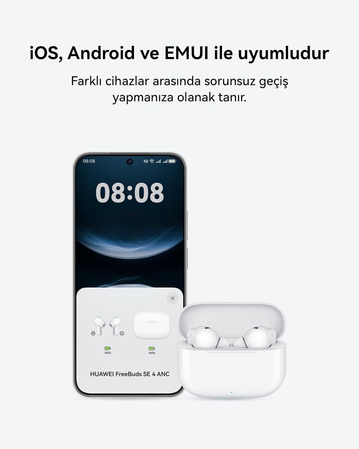 Huawei FreeBuds SE 4 ANC, Kablosuz Kulaklık, Beyaz