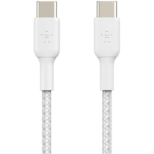 Belkin Boost Charge Örgülü 60W USB-C - USB-C Kablosu 1m, Beyaz
