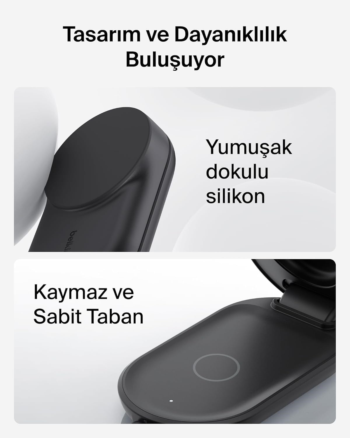 Belkin UltraCharge MagSafe Uyumlu 3'ü 1 Arada Qi2 25W Kablosuz Şarj Cihazı, 45W Adaptör, Siyah