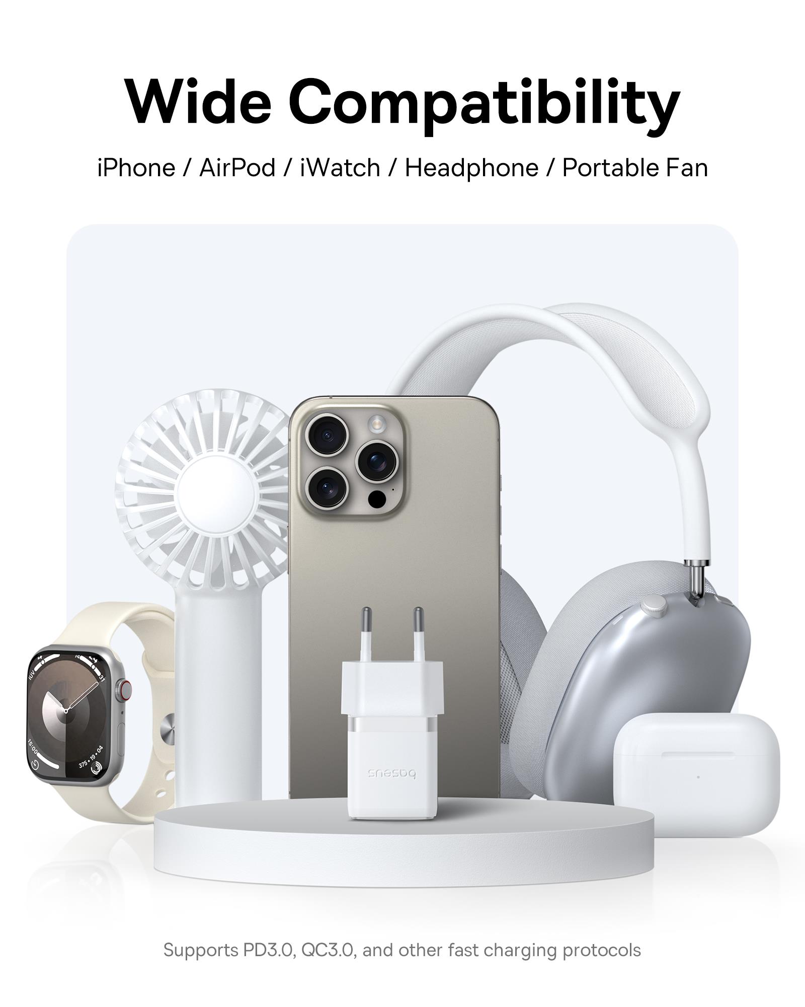 Baseus Palm USB C+U Ultra Mini Hızlı Şarj Aleti 30W, Beyaz