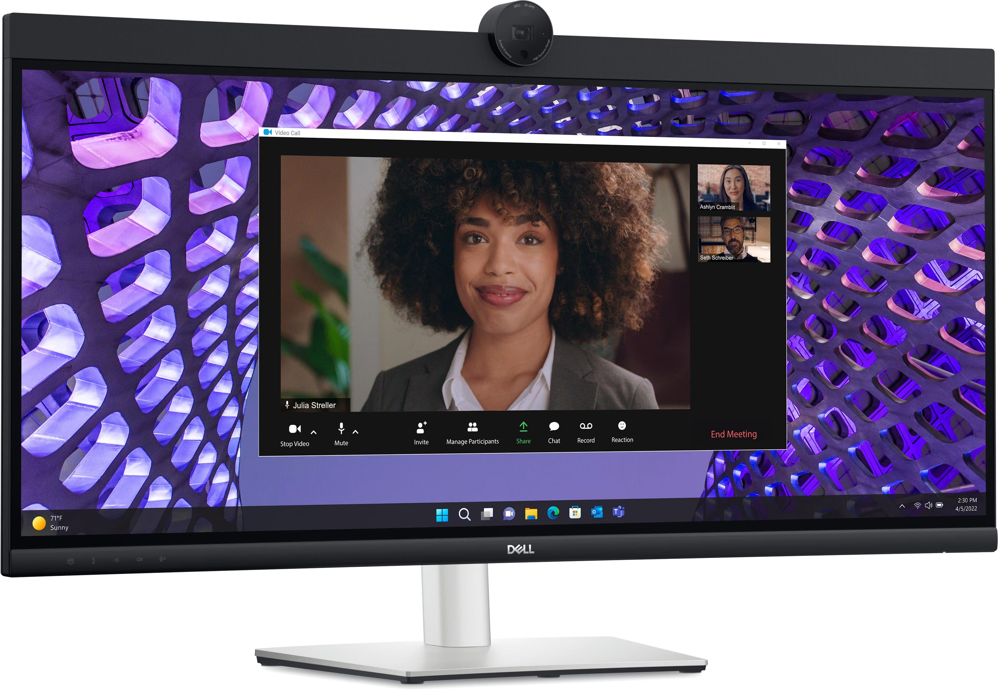 34 DELL P3424WEB CURVED 3900R IPS 8MS 60HZ 3440 x 1440 VESA 1x DP 1x HDMI VIDEO CONFERENCING MONITOR