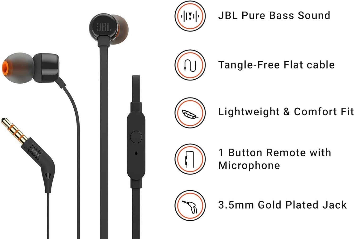 JBL T160 Kablolu Kulakiçi Kulaklık - Siyah
