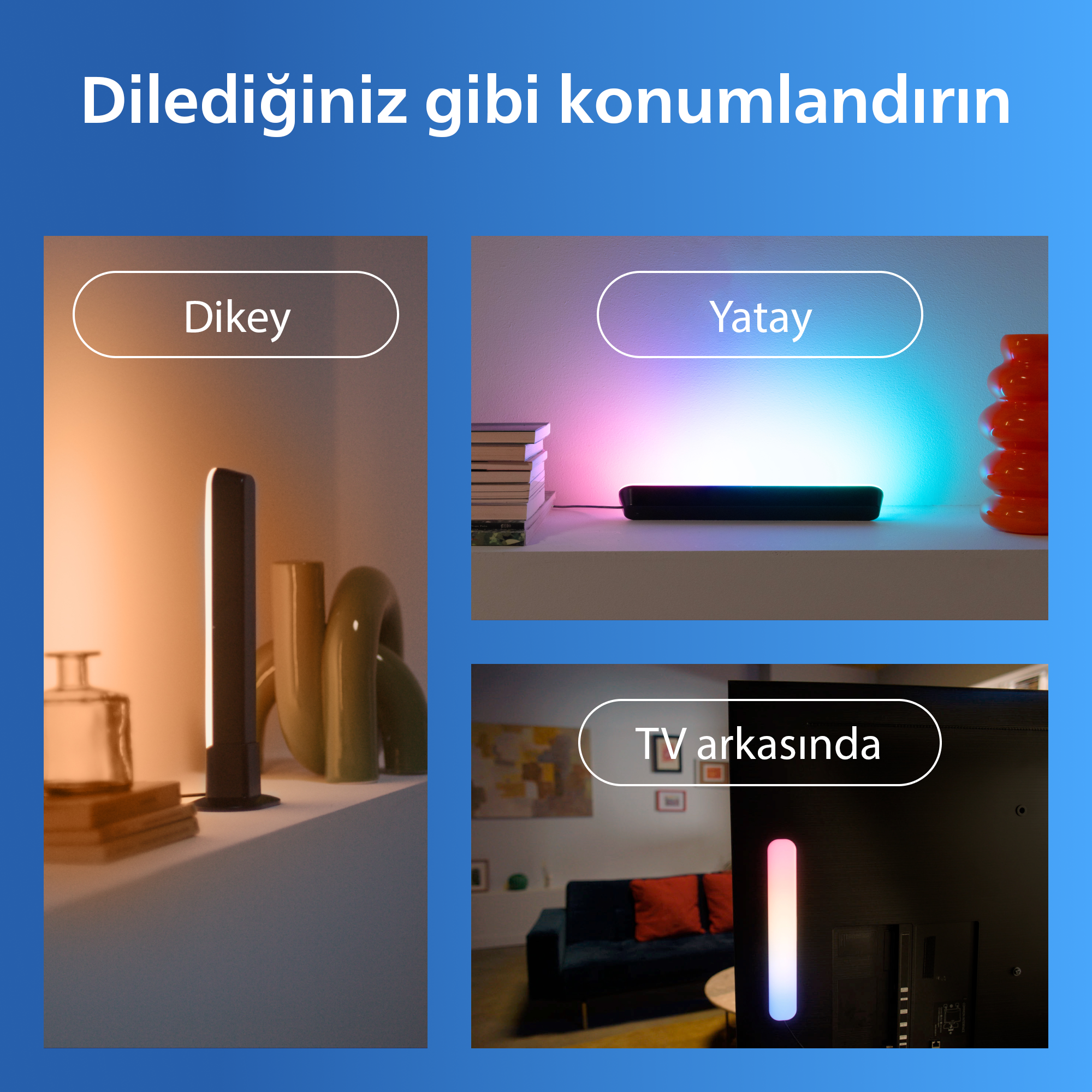 Philips Smart Lighting RGBIC Işık Barı 30 cm - Google Home, Alexa, HomeKit ve Matter uyumlu