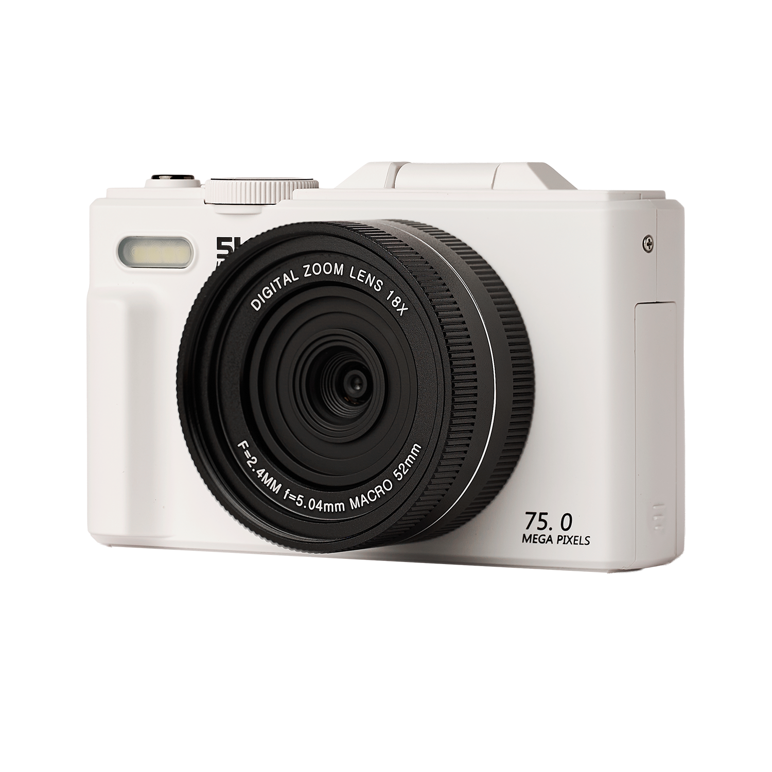 Acton Flip Kamera 5K Dijital Fotoğraf Makinesi 8X Zoom 75MP Flaşlı Vlog Kamera - Beyaz