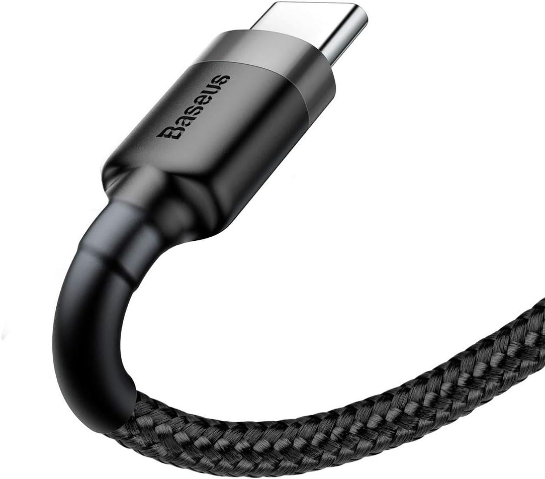 Baseus Cafule Serisi, Şarj & Data Aktarım Kablosu, Gri - Siyah, 2 m, 2 A, USB Type-A & USB Type-C