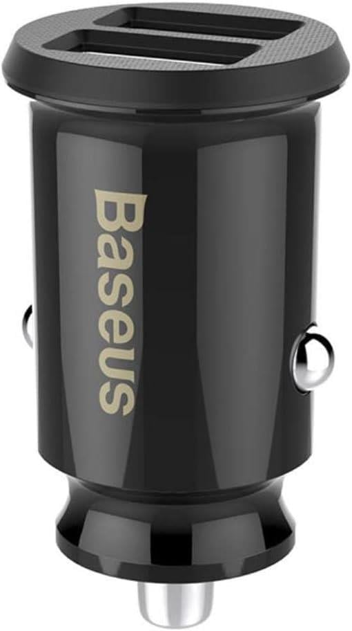Baseus Grain Mini Dual, Hızlı Araç Şarjı, Siyah, 3.1 A, USB Type A