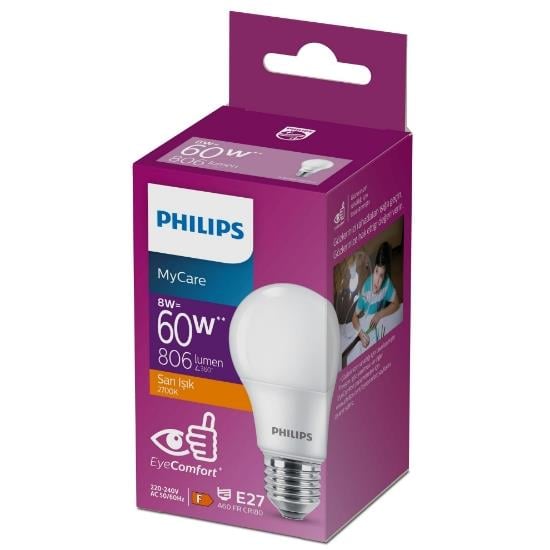 PHILIPS LED 8W AMPUL 2700K SARI IŞIK