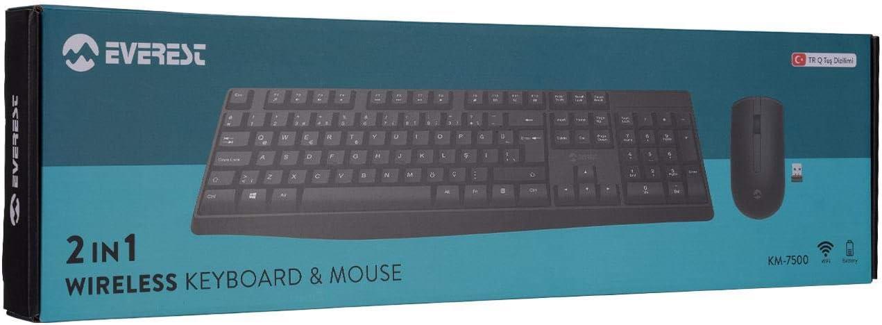 Everest KM-7500 Siyah Kablosuz Q Multimedia Klavye + Mouse Set
