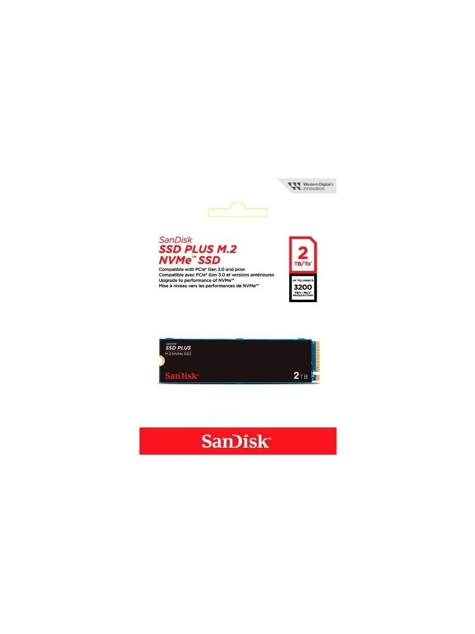 Sandisk 2TB 3200MB-3000MB/s M.2 PCIe Gen 3.0 NVMe SSD SDSSDA3N-2T00-G2