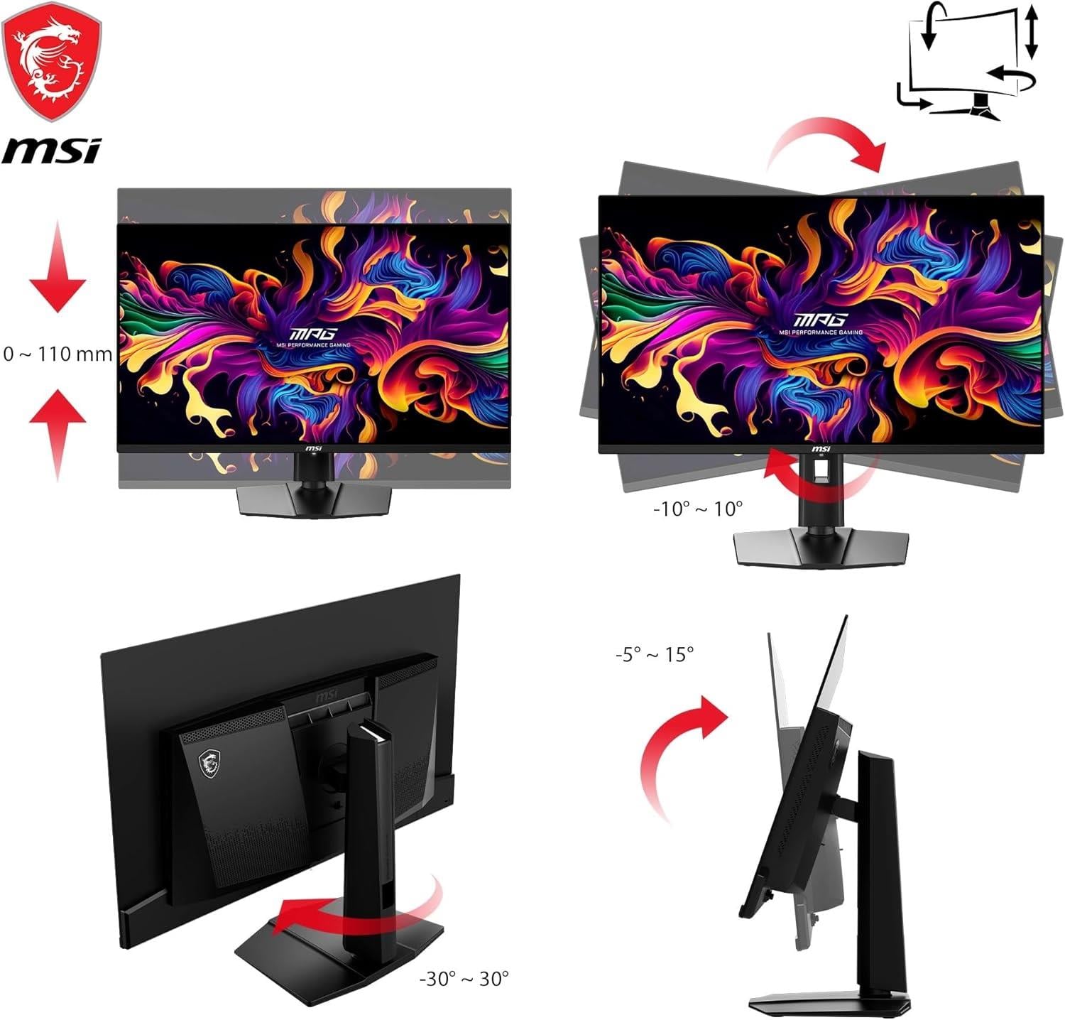 MSI 27 MAG 274UPF E2 3840x2160 (UHD) 16:9 FLAT RAPID IPS 160HZ 1MS G-SYNC ADJUSTABLE PIVOT GAMING MONITOR