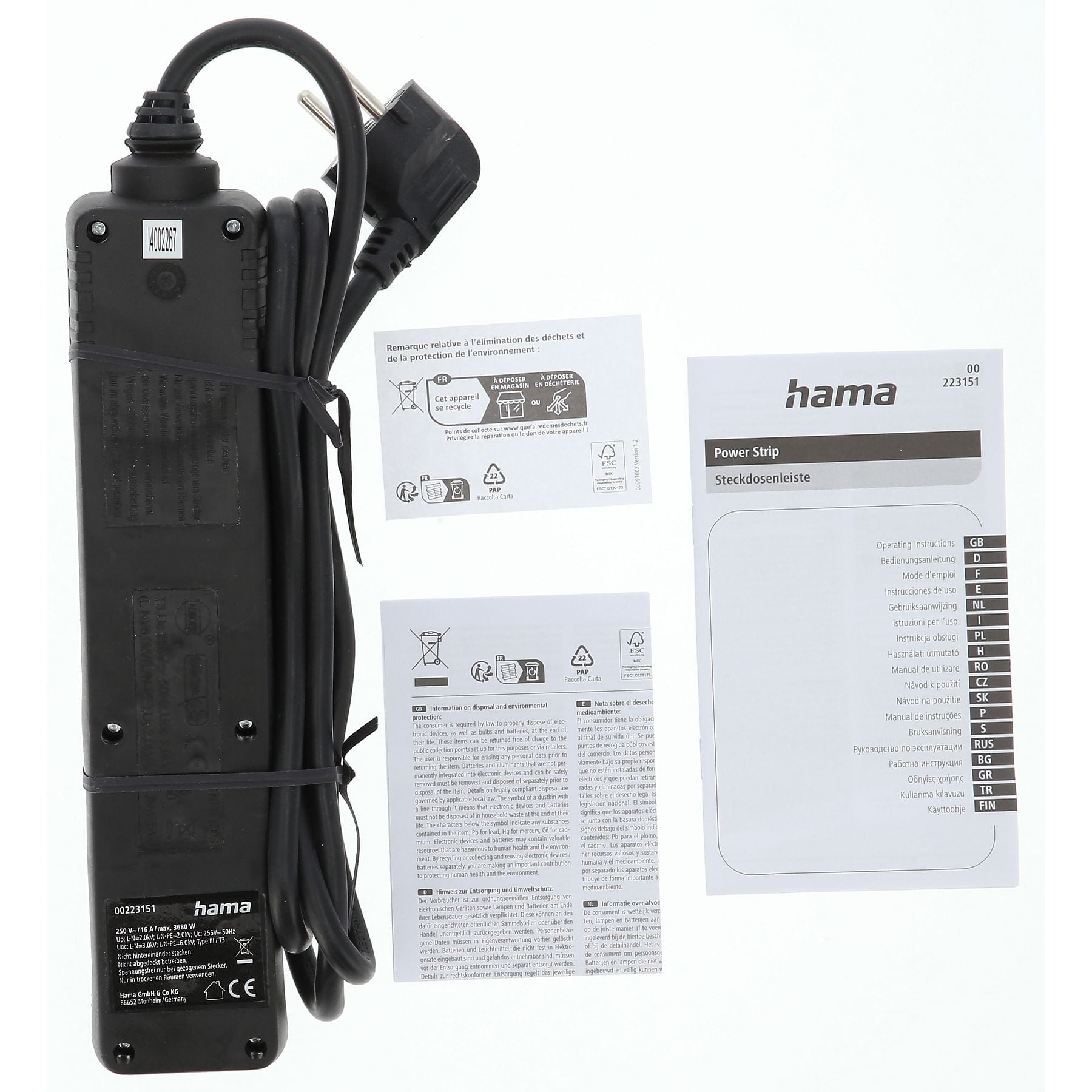 Hama 3lü Akım Korumalı Priz1.4M Siyah HM.223151
