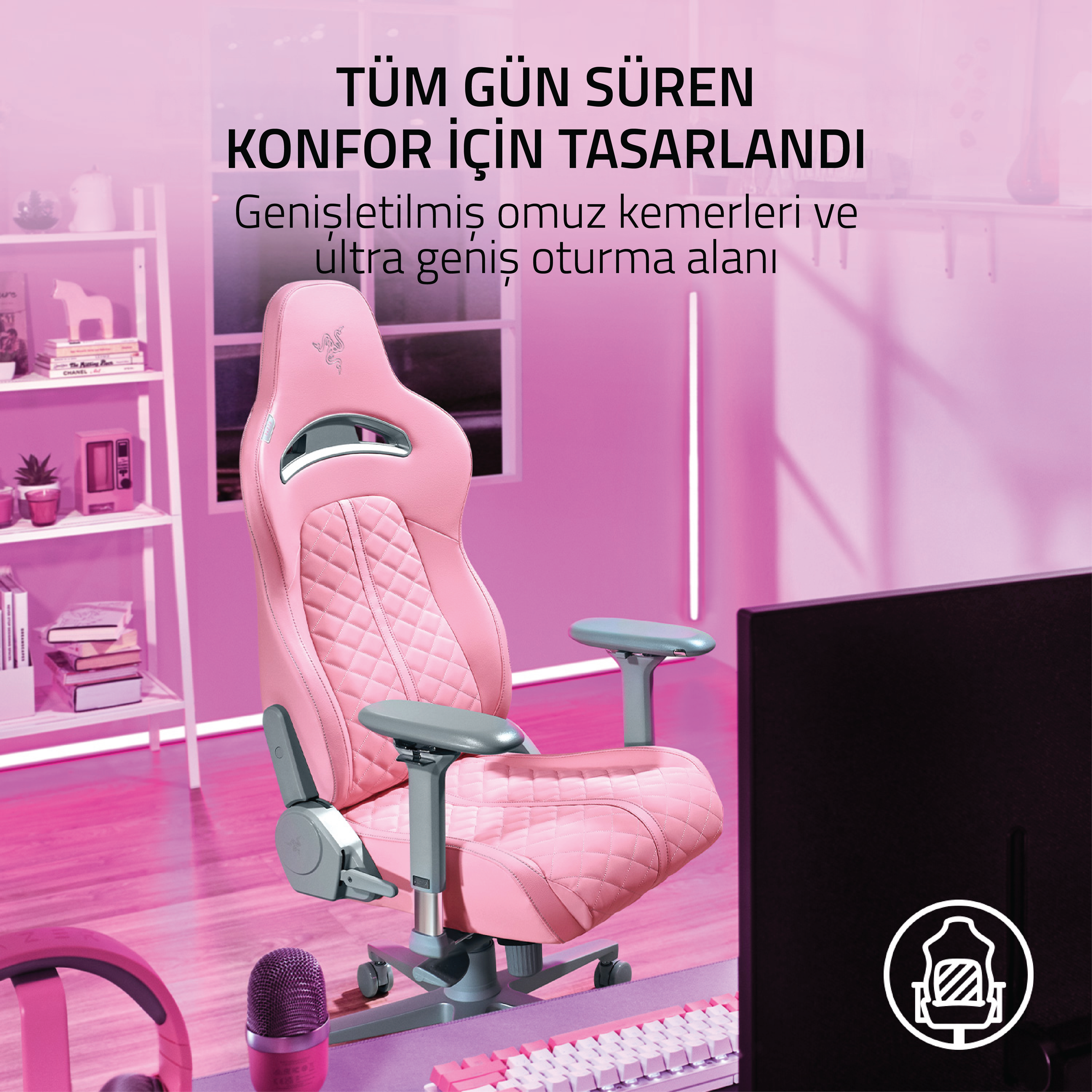 Razer Enki Oyuncu Koltuğu Pembe RZ38-03720200-R3G1