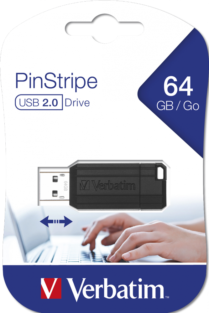 VERBATIM 49065 - 64GB PINSTRIPE USB 2.0 DRIVE