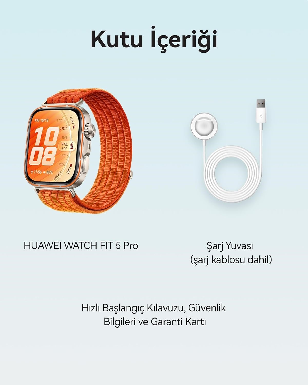Huawei Watch Fit 5 Pro Akıllı Saat - Turuncu, Huawei Freebuds SE3 Siyah Hediyeli