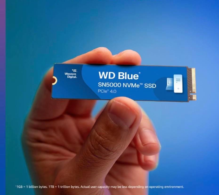 WD Blue 4TB SN5000 5500MB/s-5000MB/s PCIe Gen4 x4 NVMe SSD - WDS400T4B0E