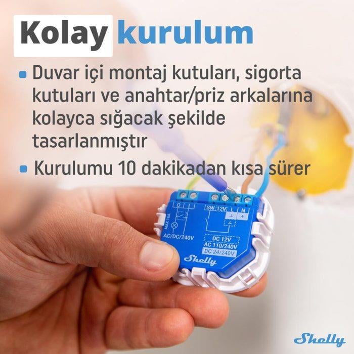 Shelly Plus 1 Wi-Fi ve Bluetooth Akıllı Röle