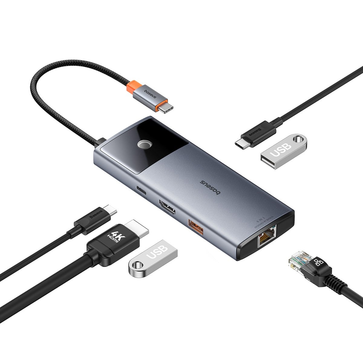 Baseus Metal Gleam II 6-in-1 USB HUB 4K@60Hz HDMI, 10Gbps USB-C, 100W