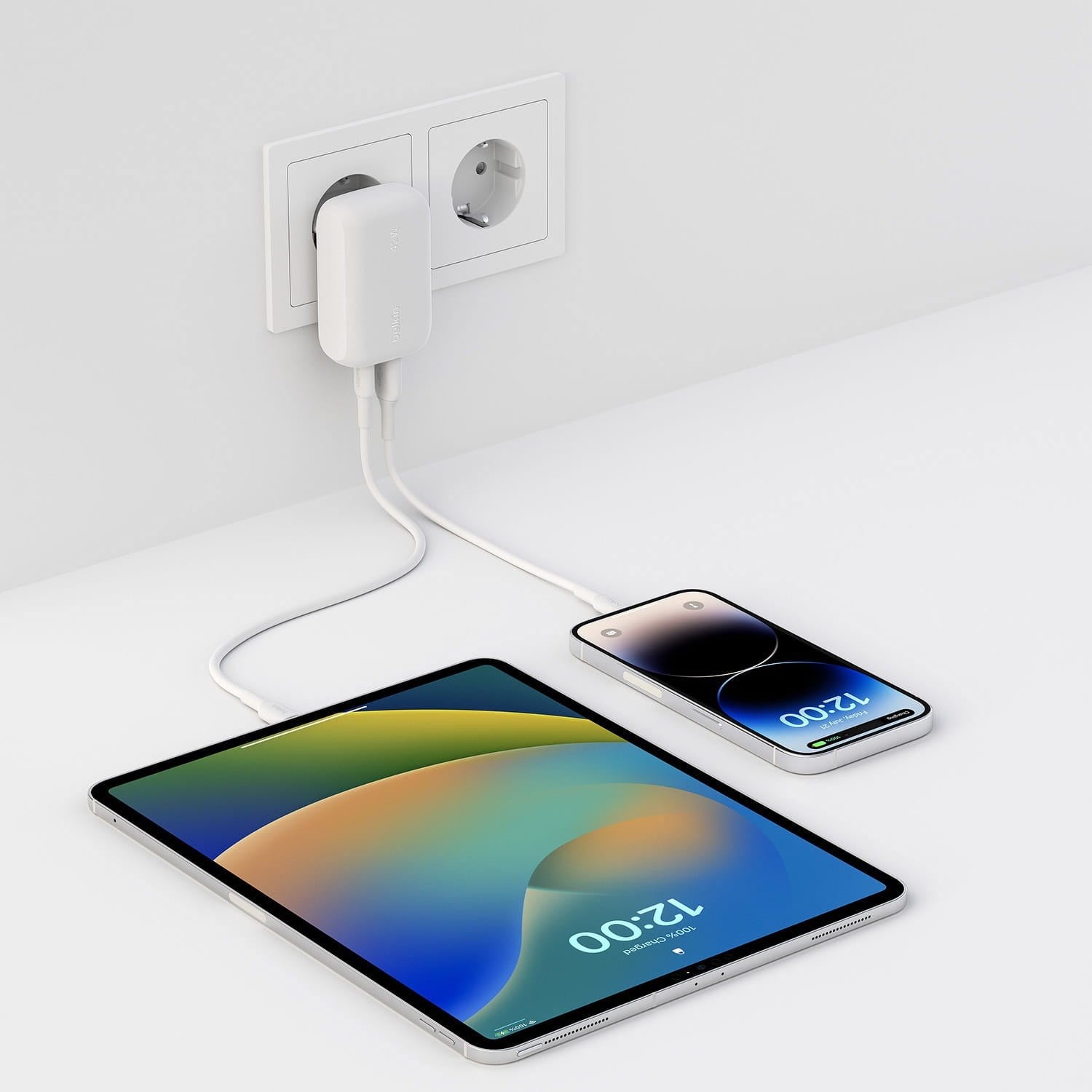Belkin BoostCharge 42W 2 Portlu Duvar Şarj Cihazı, USB-C + USB-A Şarj Cihazı