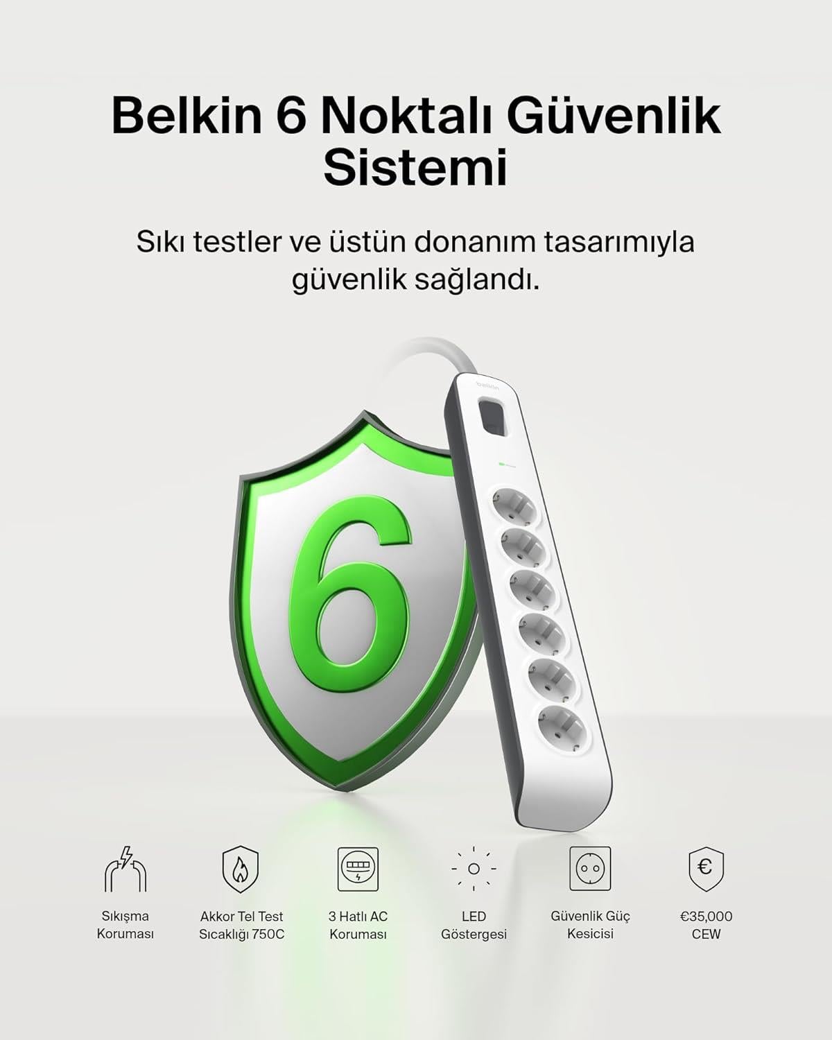 Belkin Surge Plus Akım Korumalı Priz 2M