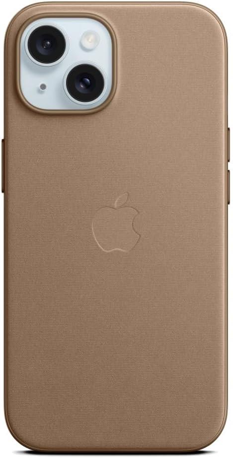 Apple iPhone 15 için MagSafe özellikli Mikro Dokuma Kılıf - Vizon Grisi ​​​​​​​