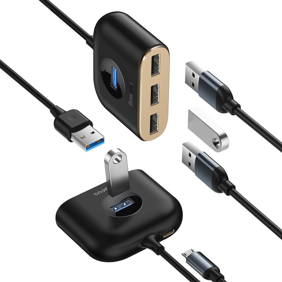 Baseus CAHUB-AY01 Square Round 4in1 USB Hub Adaptör (USB 3.0)