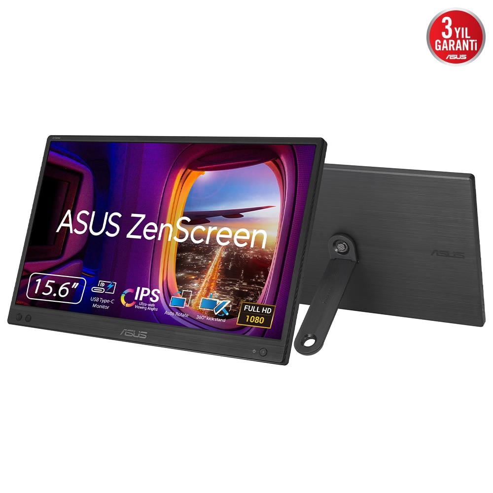 ASUS ZENSCREEN MB166CR 15 6INCH TASINABILIR USB MONITOR IPS 1920x1080 5MS USB-C 3YIL MAT EKRAN USB-C to A ADAPTOR DUSUK MAVI ISIK Monitör
