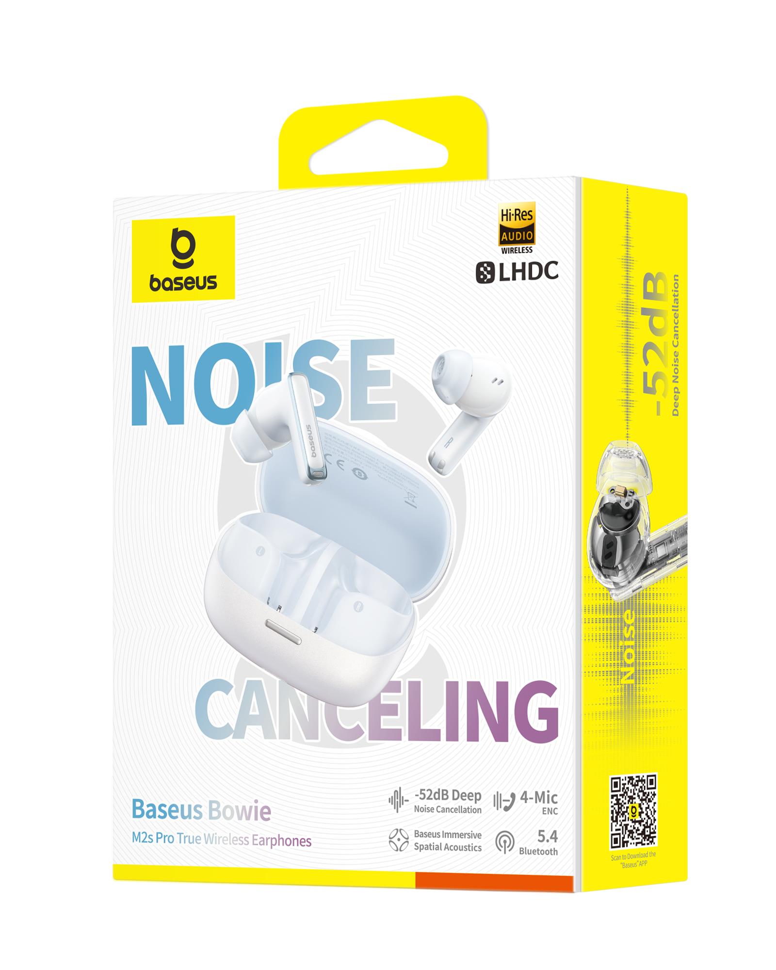 Baseus Bowie M2s Pro Hybrid ANC, Kablosuz Kulaklık, Beyaz