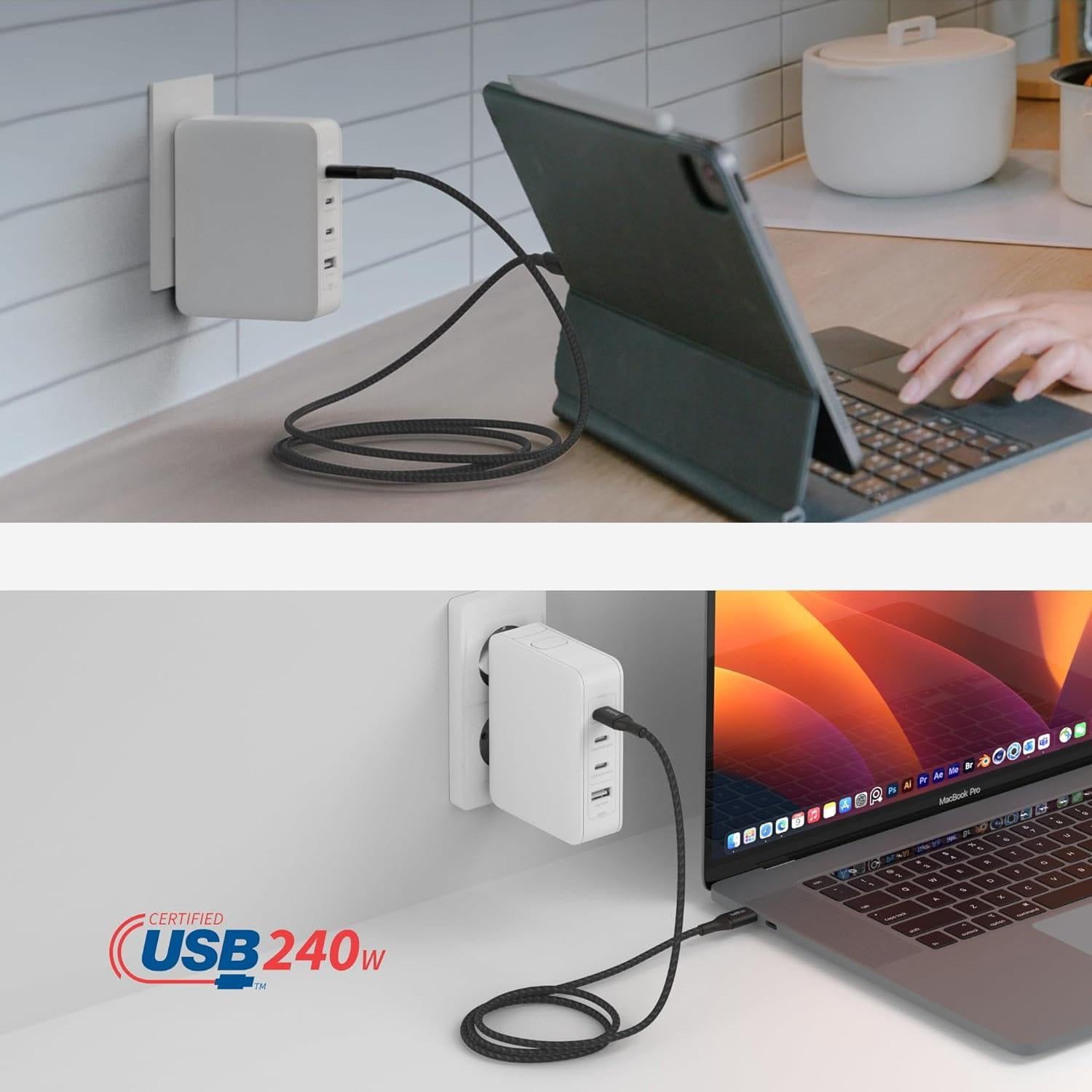 Belkin BoostCharge USB-C 240 W PD, USB-IF Sertifikalı, Hızlı Şarj Kablosu 1m, Siyah