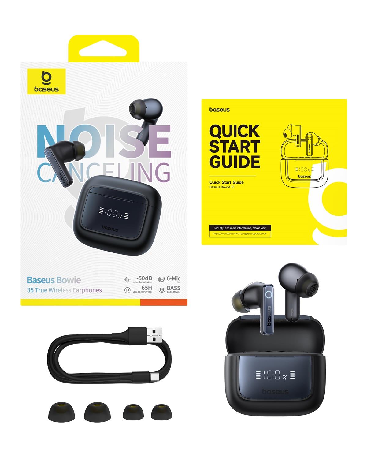 Baseıs Bowie 35 TWS ANC Super Bass Bluetooth Kulak İçi Kulaklık Siyah