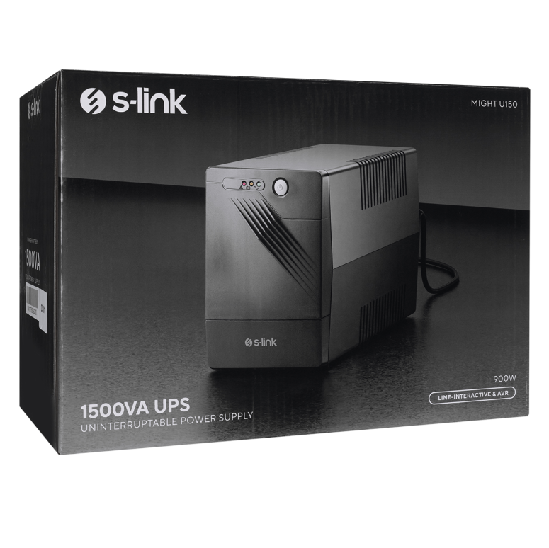 S-link MIGHT U150 1500VA 12V9Ah*2 900W Siyah Line-Interactive Kesintisiz UPS Güç Kaynağı
