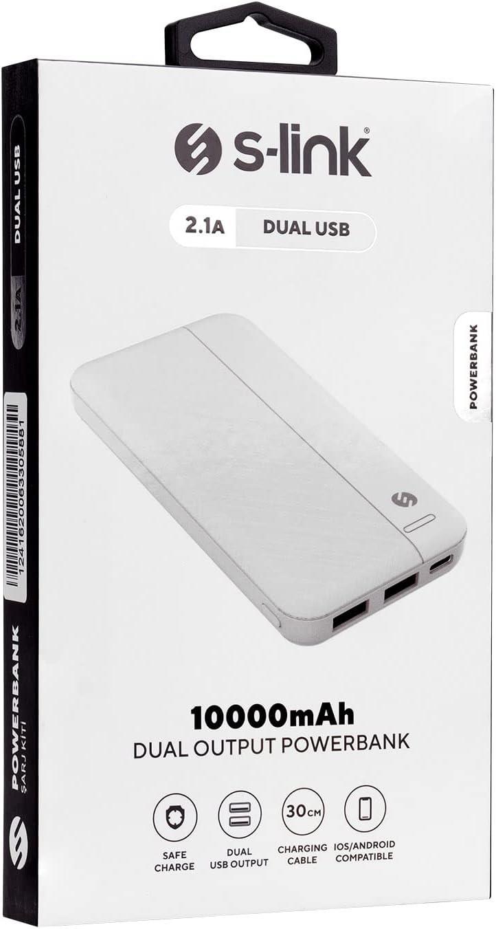 S-link Ip-G10N 10000Mah Micro+Type C Girişli Powerbank Beyaz Taşınabilir Pil Şarj Cihazı