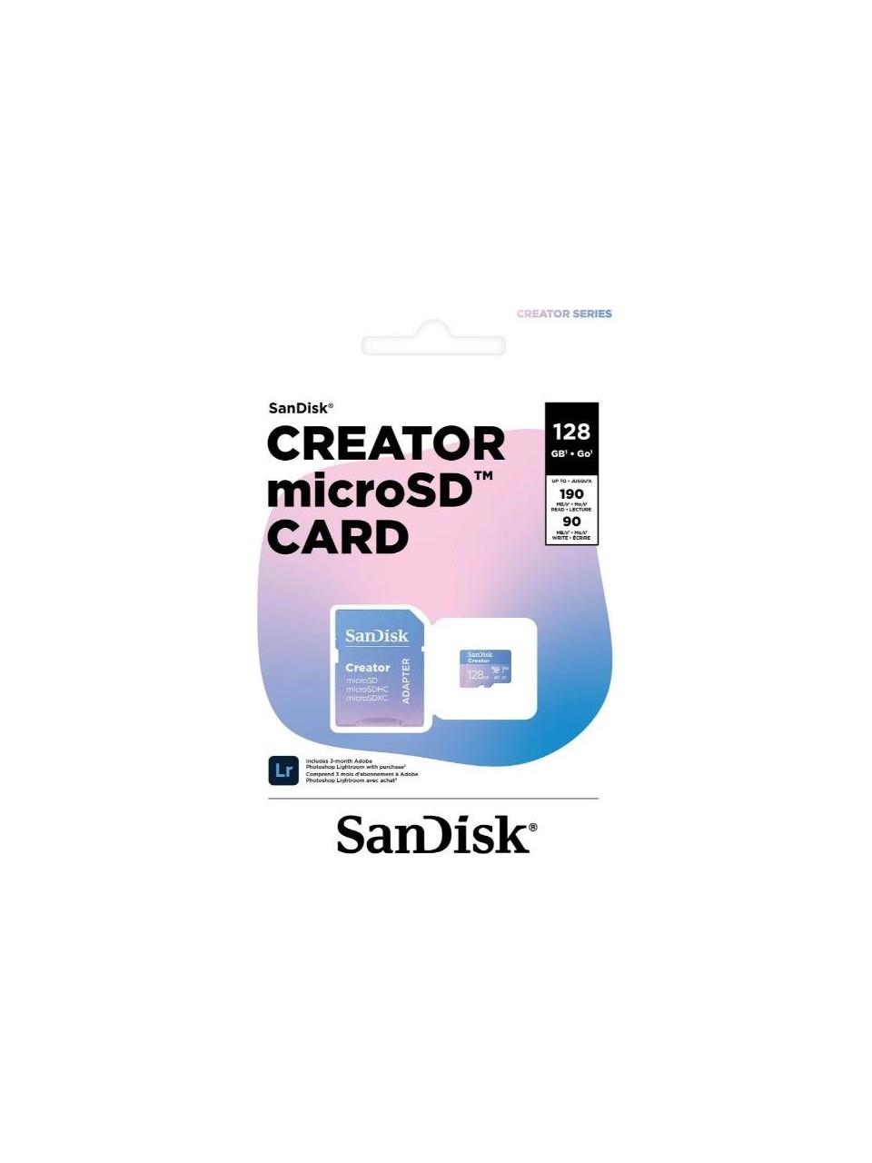 Sandisk Creator 128GB 190/90MB/S Microsdxc Uhs-I A2 V30 Adaptörlü Hafıza Kartı SDSQXAA-128G-IN6MS