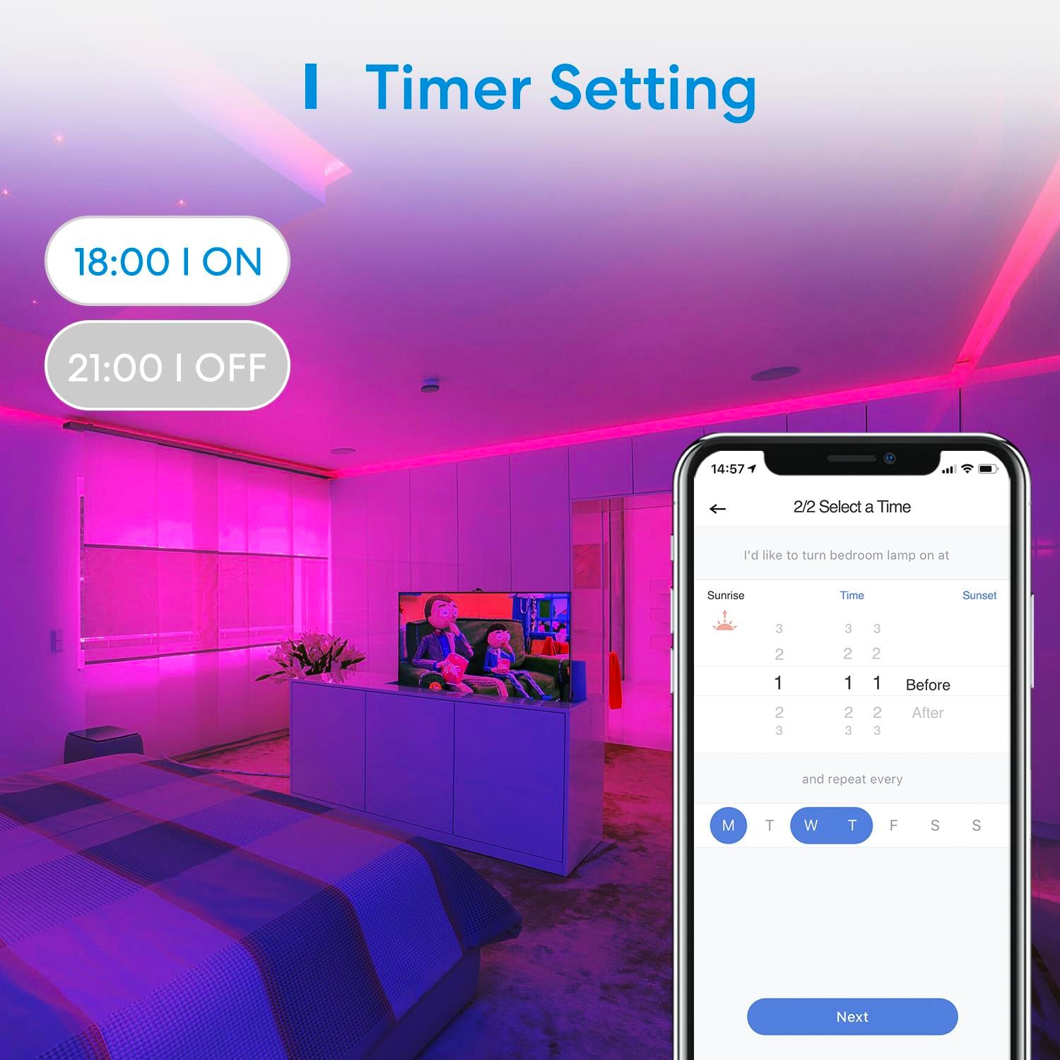 Meross Akıllı Led Şerit Wi-Fi RGB 5 Metre MSL320 Pro  (Apple Home Destekli)
