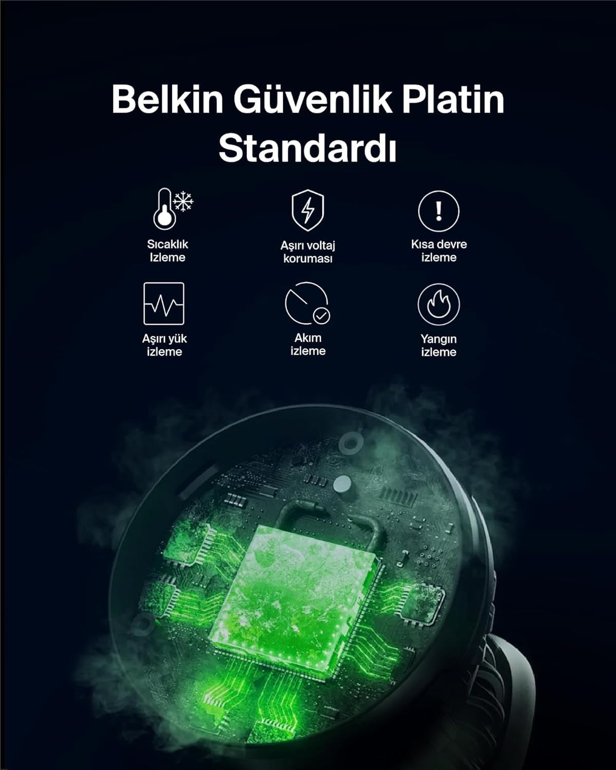 Belkin 3'ü 1 Arada Manyetik MagSafe Uyumlu Qi2 15W Kablosuz Şarj Standı, WIZ023VFBK