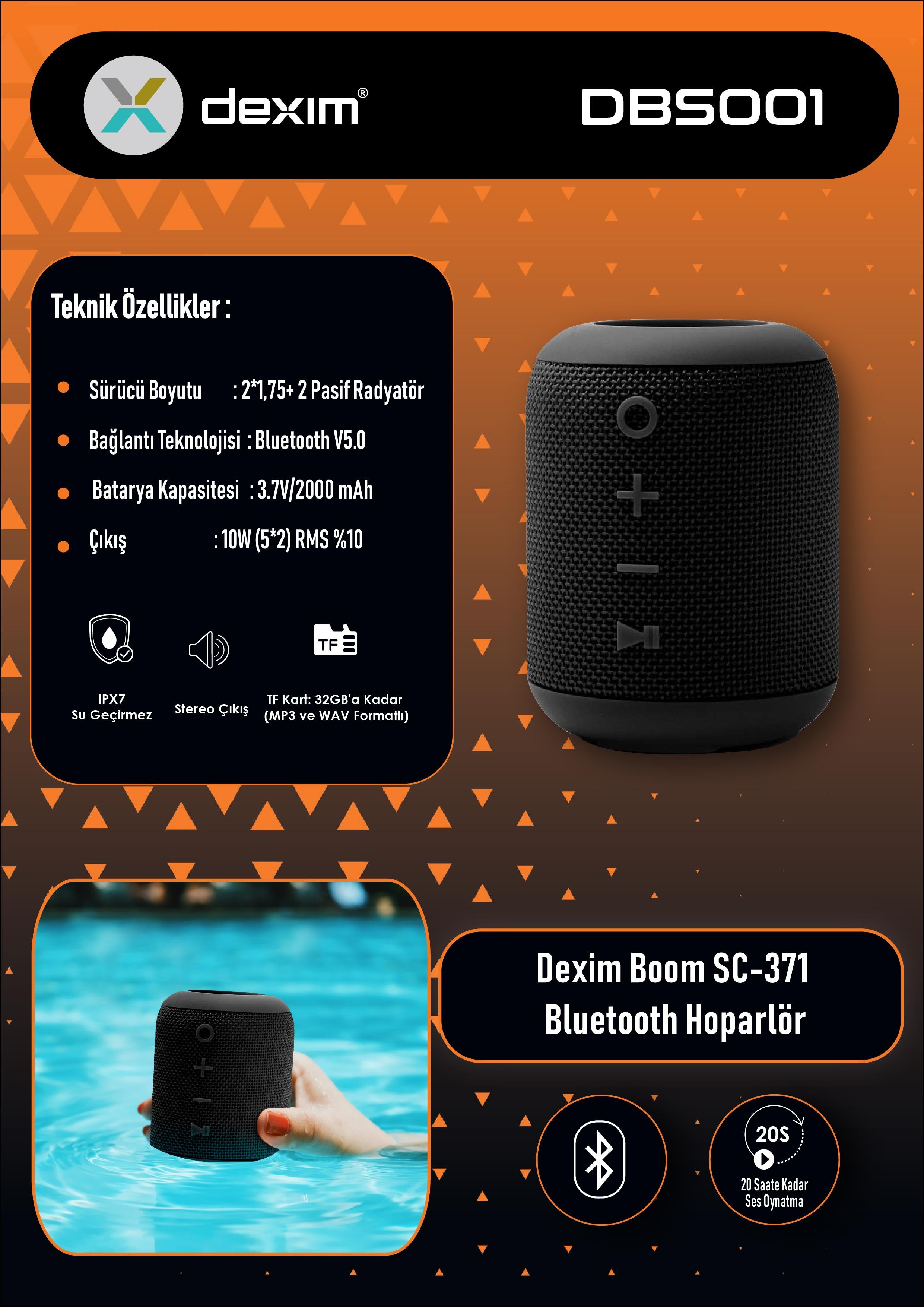 Dexim SC-371 Yuvarlak Hoparlör - Siyah