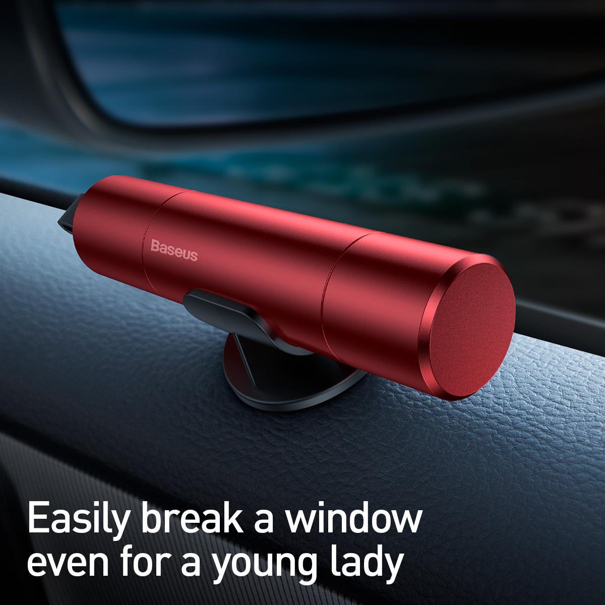 Baseus Sharp Tool Serisi Oto Cam ve Emniyet Kemeri Kesici Güvenlik Aparatı - Kırmızı
