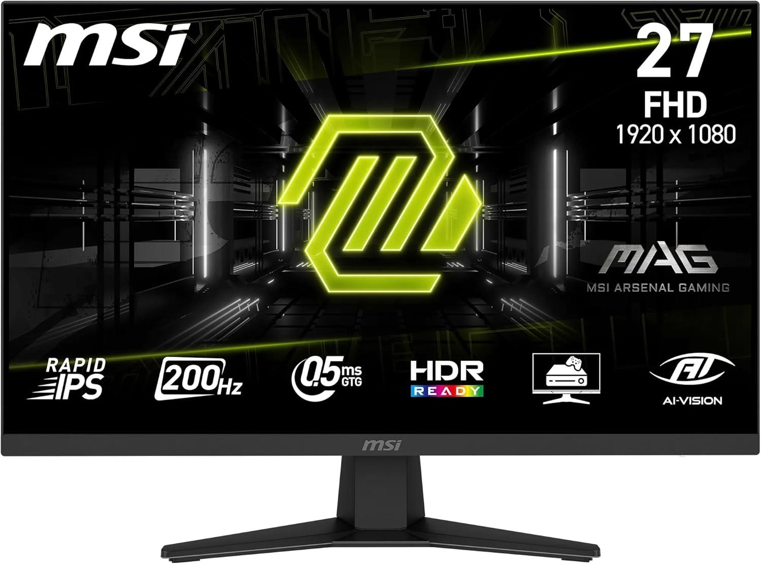 MSI 27 MAG 274F 1920x1080 (FHD) 16:9 FLAT RAPID IPS 200HZ 0.5MS (GTG) ADAPTIVE-SYNC GAMING MONITOR