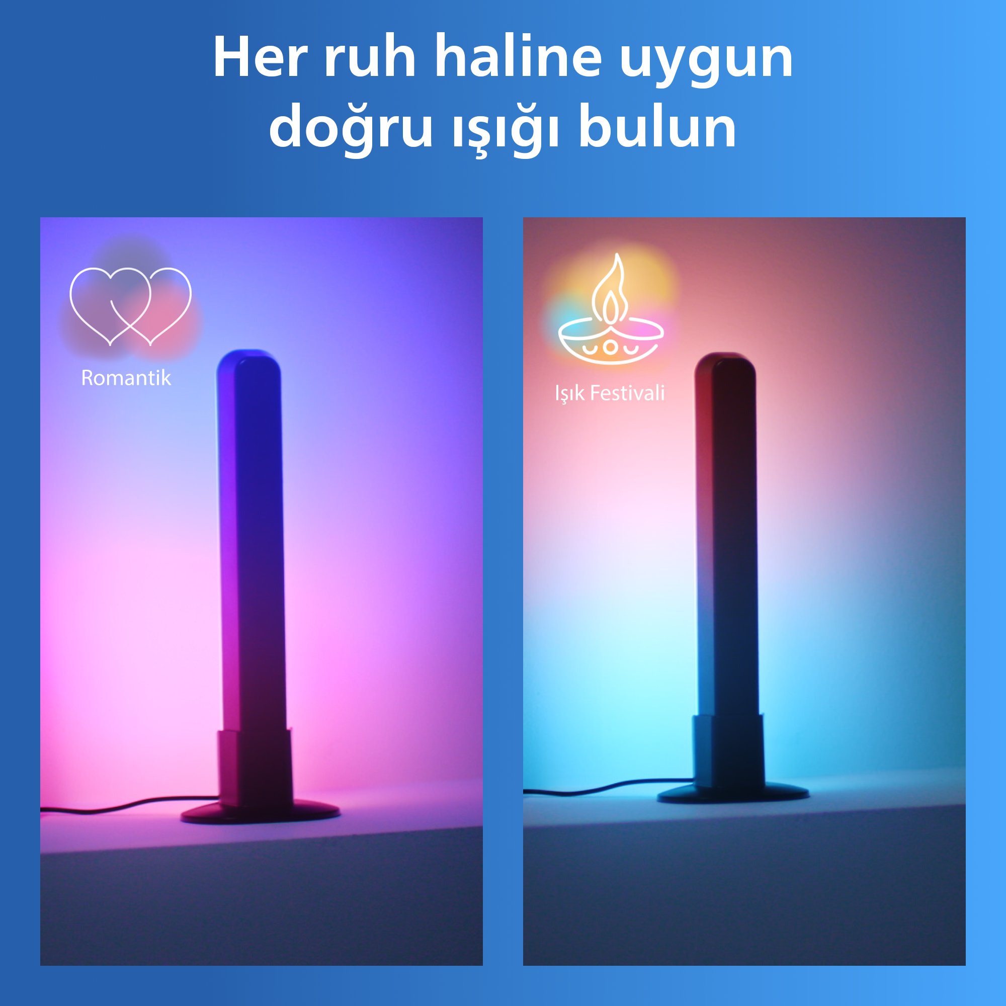 Philips Smart Lighting RGBIC Işık Barı 30 cm - Google Home, Alexa, HomeKit ve Matter uyumlu
