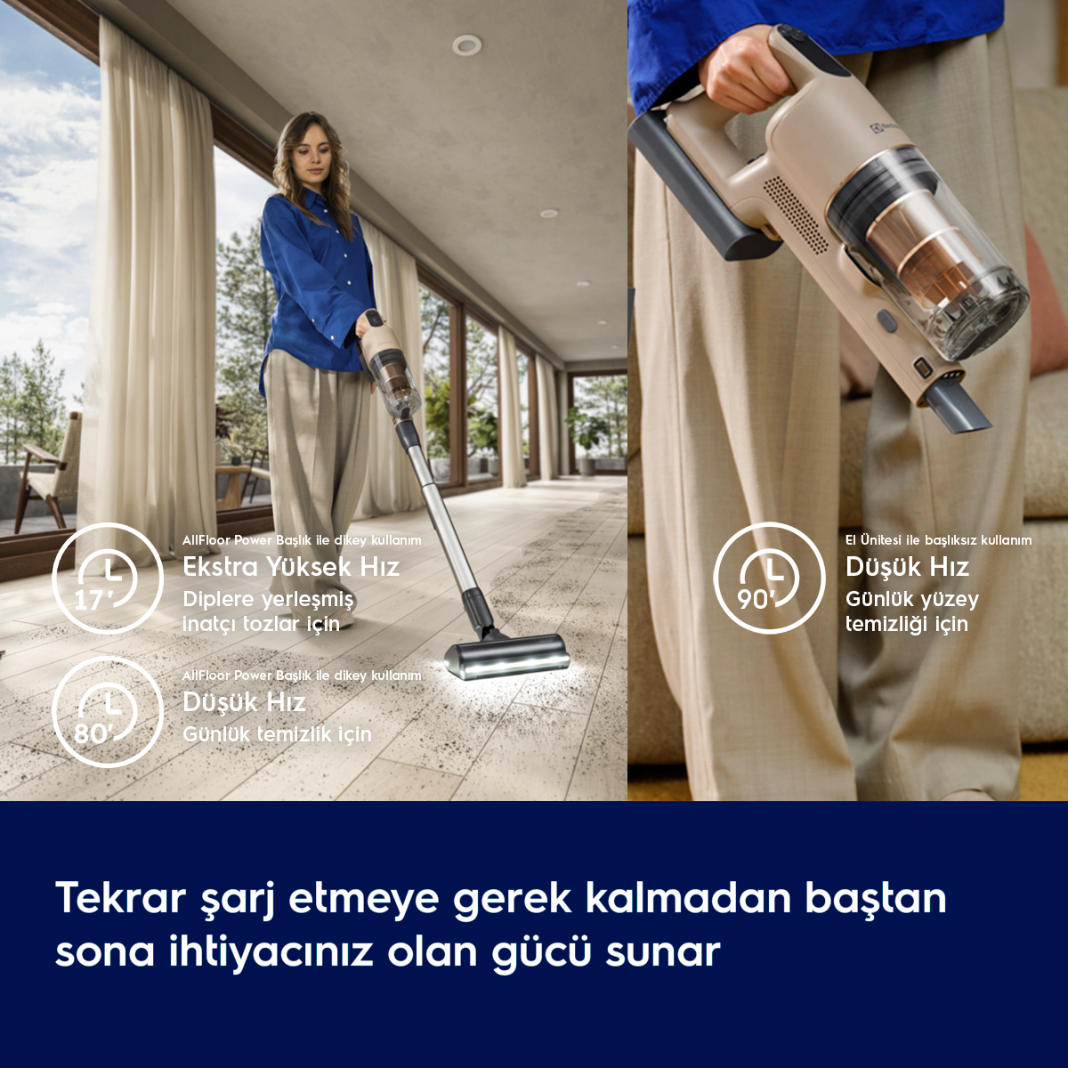 Electrolux Ultimate 900 EP91UB21ES Şarjlı Dikey Süpürge Fındık Beji
