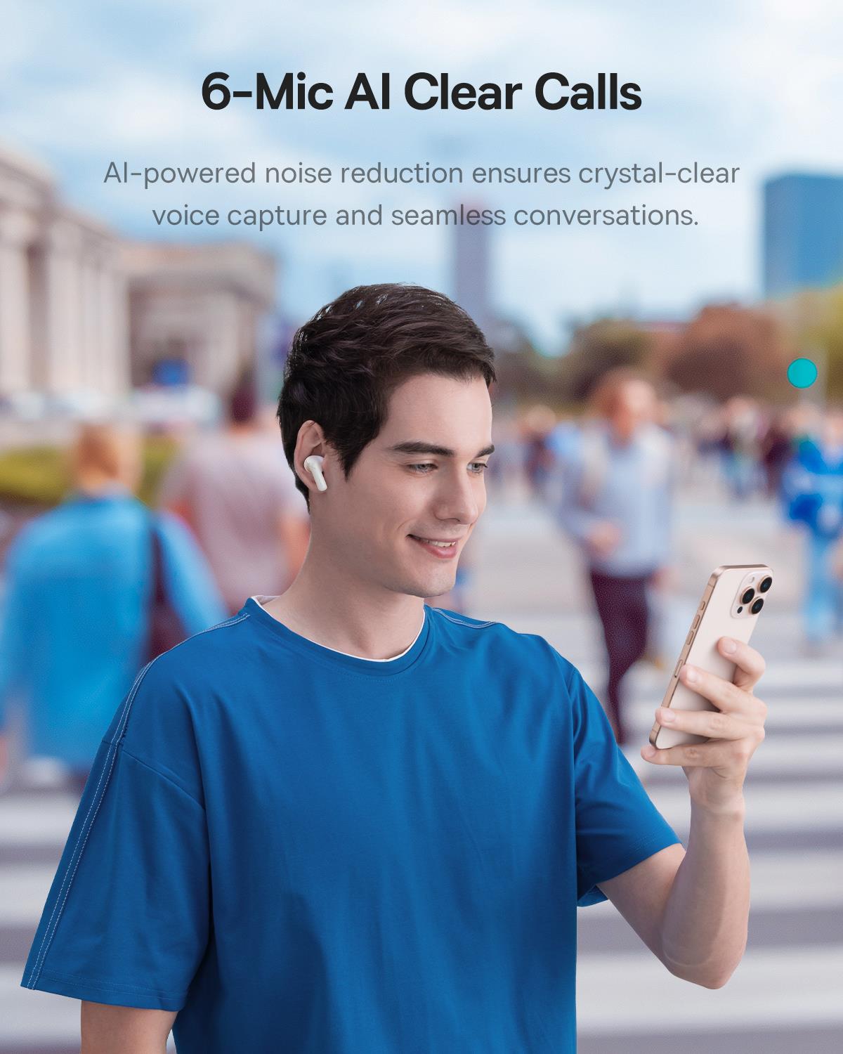 Baseus Bass BP1 Pro 50 dB Gürültü Engellemeli Kablosuz Kulaklık, 6 Mikrofonlu AI Net Arama, IP55, 55 Saat Oynatma Süresi, Bluetooth 6.0, Beyaz